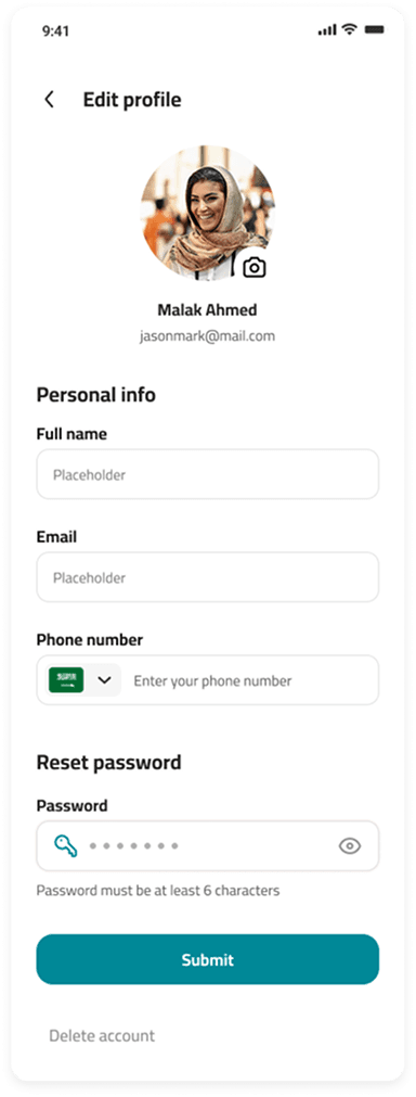 شاشات حذف الحساب