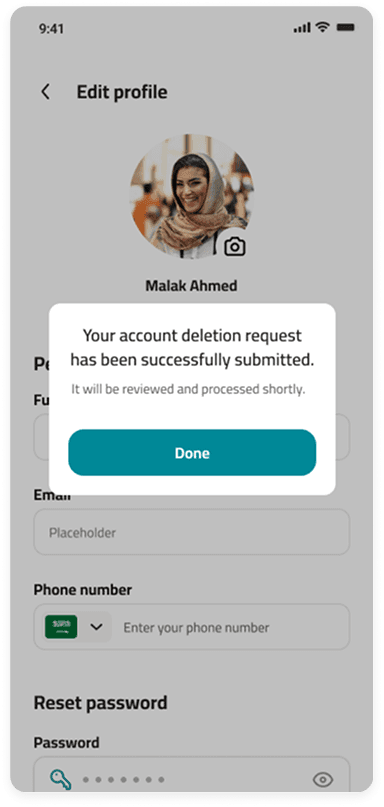 شاشات حذف الحساب